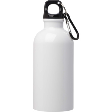 Logo trade promotional items image of: Oregon 400 ml RCS certified single wall stainless steel water bottle with carabiner