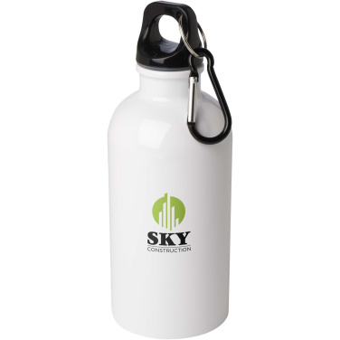 Logotrade promotional gift image of: Oregon 400 ml RCS certified single wall stainless steel water bottle with carabiner