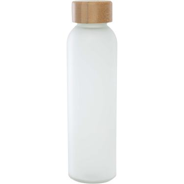 Lume 500 ml matte glass bottle with bamboo lid, White – detail view 2