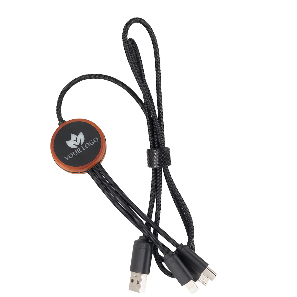 Logo trade promotional gifts picture of: Cable 3in1 with illuminated logo - LH-ZM04