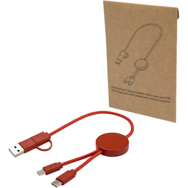 Logo trade advertising products picture of: Citala 5-in-1 recycled plastic 30 cm data sync and 27W fast charge cable