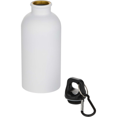 Logo trade promotional products picture of: Oregon 400 ml matte RCS recycled single wall stainless steel water bottle with carabiner