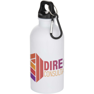 Logo trade advertising products picture of: Oregon 400 ml sublimation RCS recycled single wall stainless steel water bottle with carabiner