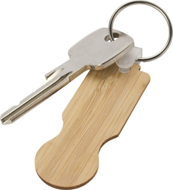 Logo trade promotional items picture of: Ronan bamboo trolley keychain