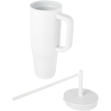 Logo trade promotional merchandise image of: Brady 900 ml RCS certified insulated tumbler with silicone straw