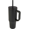 Brady 900 ml RCS certified insulated tumbler with silicone straw, Solid black