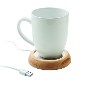 Logo trade advertising products image of: Bamboo mug warmer with USB