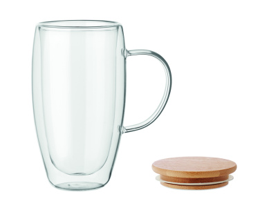 Logo trade advertising product photo of: Double wall glass mug 450ml