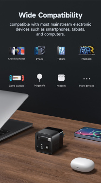 Logo trade advertising products picture of: Urban Vitamin Mendocino 65W GaN charger retractable cable