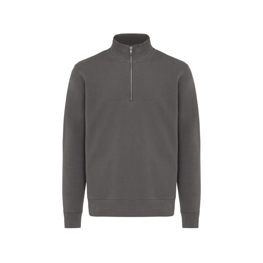 IQONIQ Elgon recycled cotton quarter zip sweater, anthracite, XXS, product image