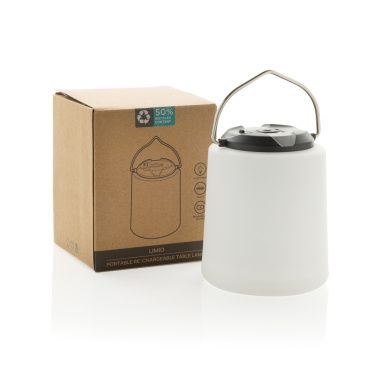 Logo trade business gifts image of: Limio RCS recycled plastic portable re-chargeable table lamp