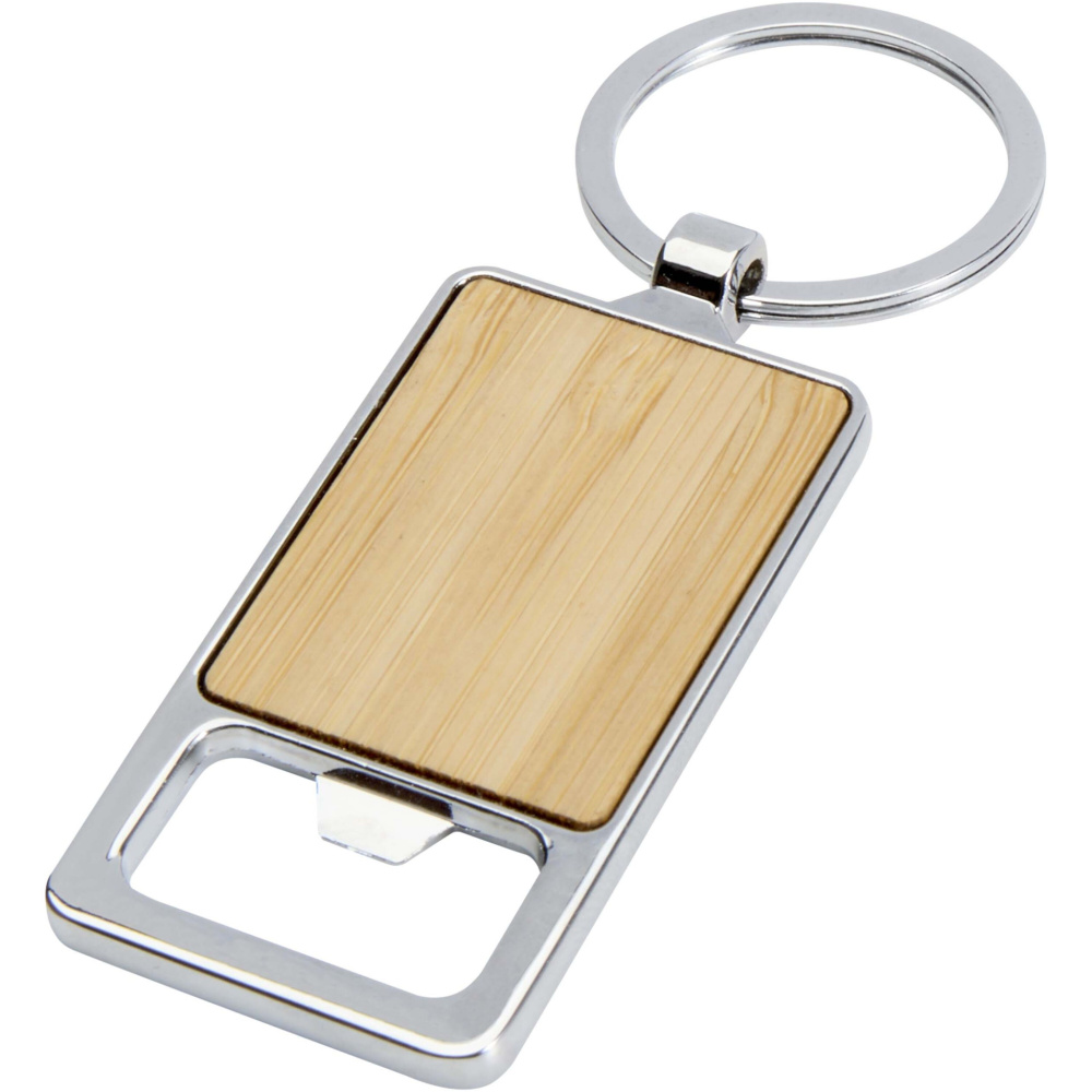 Logo trade promotional gift photo of: Snapper bamboo keychain with bottle opener