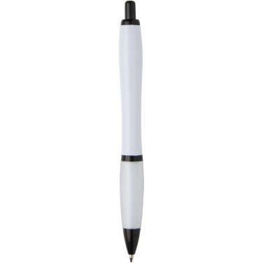 Logo trade promotional item photo of: Nash recycled plastic ballpoint pen with black trims (black ink)