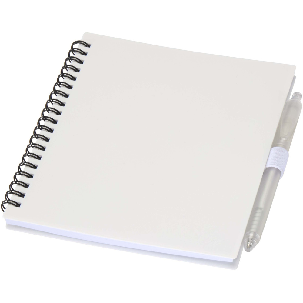 Logotrade advertising product picture of: Niove recycled plastic soft cover notebook and ballpoint pen set (blue ink)