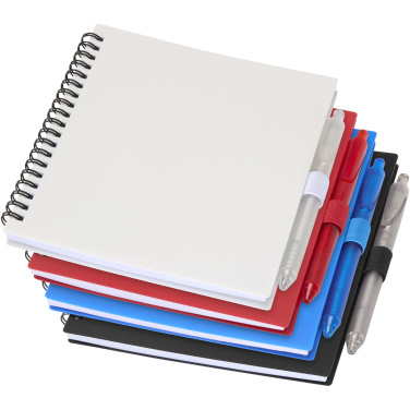 Logotrade corporate gift picture of: Niove recycled plastic soft cover notebook and ballpoint pen set (blue ink)