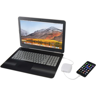 Logo trade promotional merchandise photo of: Gloas 5-in-1 recycled retractable data sync and 100W fast charge cable with smartphone tool kit