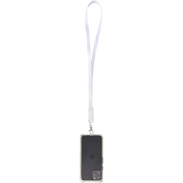 Logo trade promotional giveaways image of: Franz recycled plastic smartphone lanyard with built-in data sync and 65W fast charge 5-in-1 cable