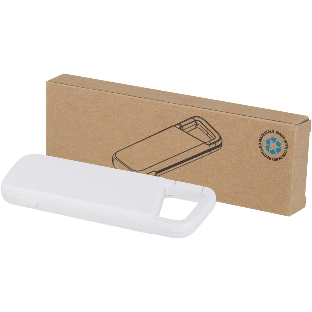 Logo trade promotional gifts image of: Alkes 5000 mAh 12W recycled plastic water resistant power bank with carabiner