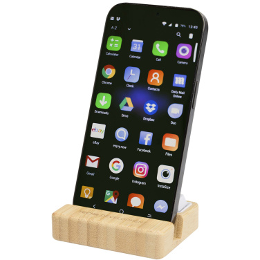 Logotrade promotional items photo of: Algol recycled plastic phone stand and fidget toy with bamboo details