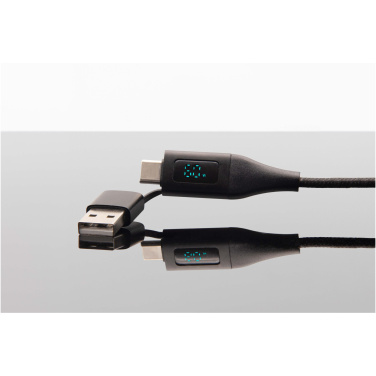 Logo trade promotional gifts image of: SCX.design C51 60W 5-in-1 rPET fast charging cable with display