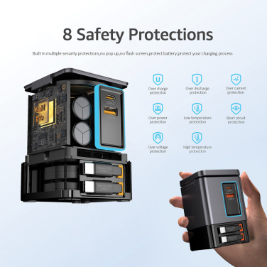 Logo trade advertising products image of: Urban Vitamin Sacramento 105W GAN charger+retractable cables