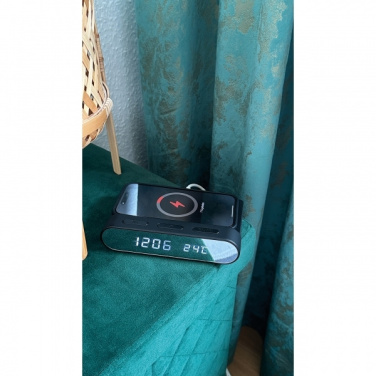 Logo trade advertising products image of: Alarm Clock and Wireless Charger ADELAIDE