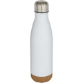 Cove 500 ml double wall vacuum insulated stainless steel water bottle with cork details, White