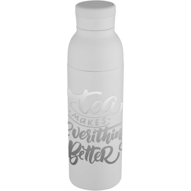 Illuminate 650 ml RCS recycled stainless steel double wall insulated water bottle with logo, White – detail view 3