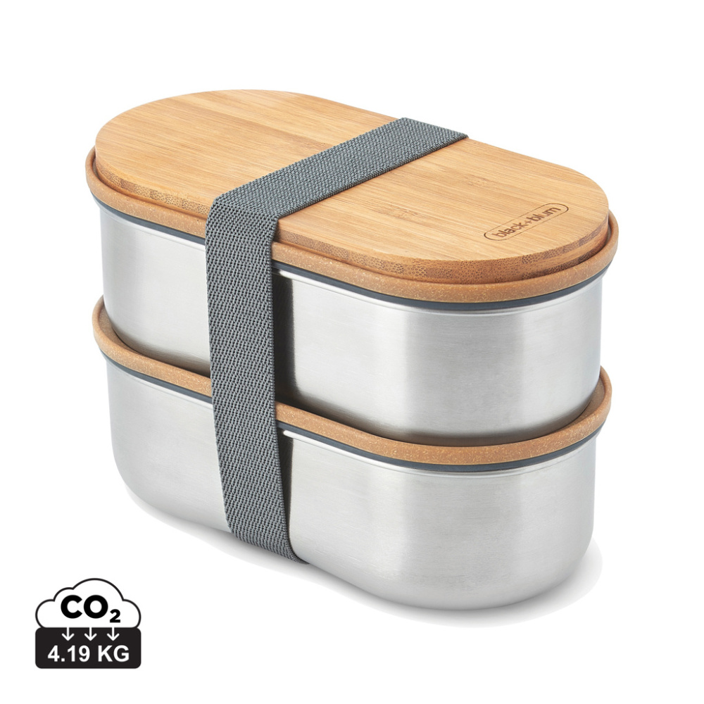Logotrade promotional giveaway image of: Black+Blum Stainless Steel Double Bento Box