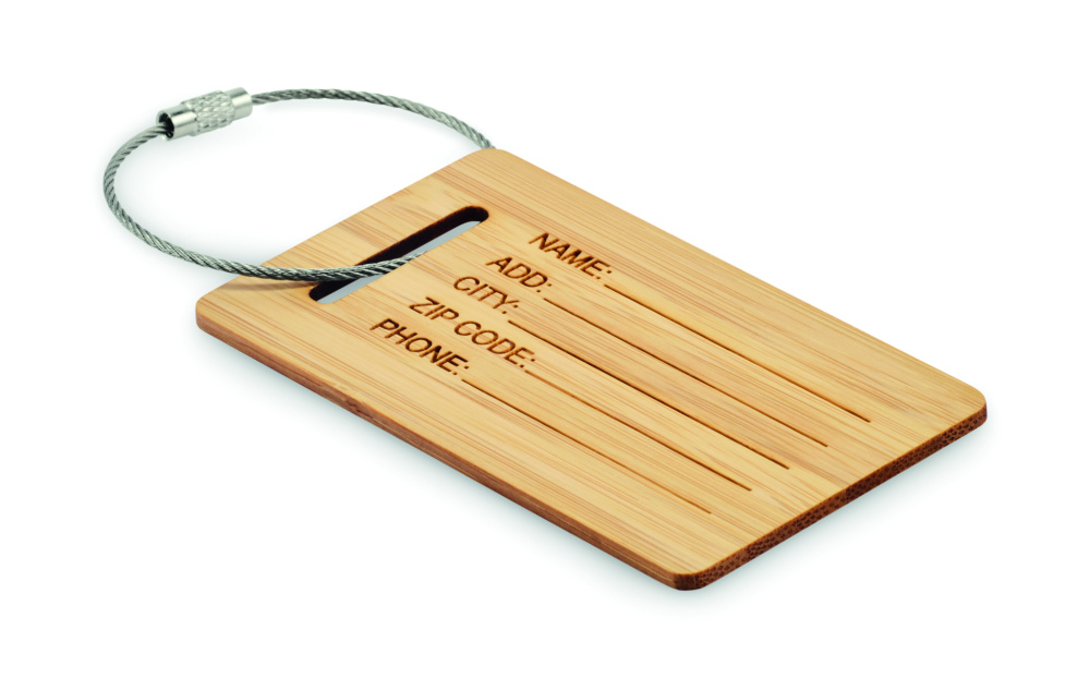 Logo trade promotional gift photo of: Bamboo luggage tag
