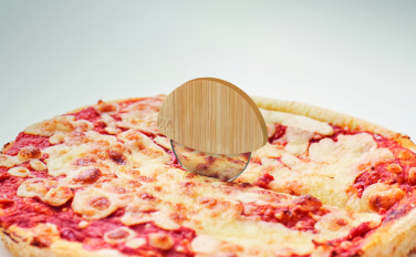 Logo trade promotional merchandise image of: Round bamboo pizza cutter