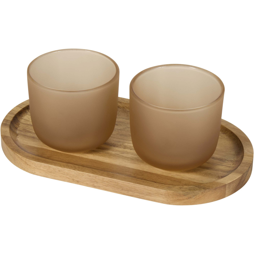 Logotrade advertising product image of: Male wooden serving tray and glass cups set
