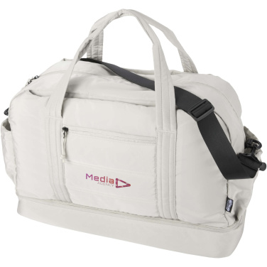 Logo trade advertising products image of: Puffer GRS recycled duffel bag with insulated bottom 30L