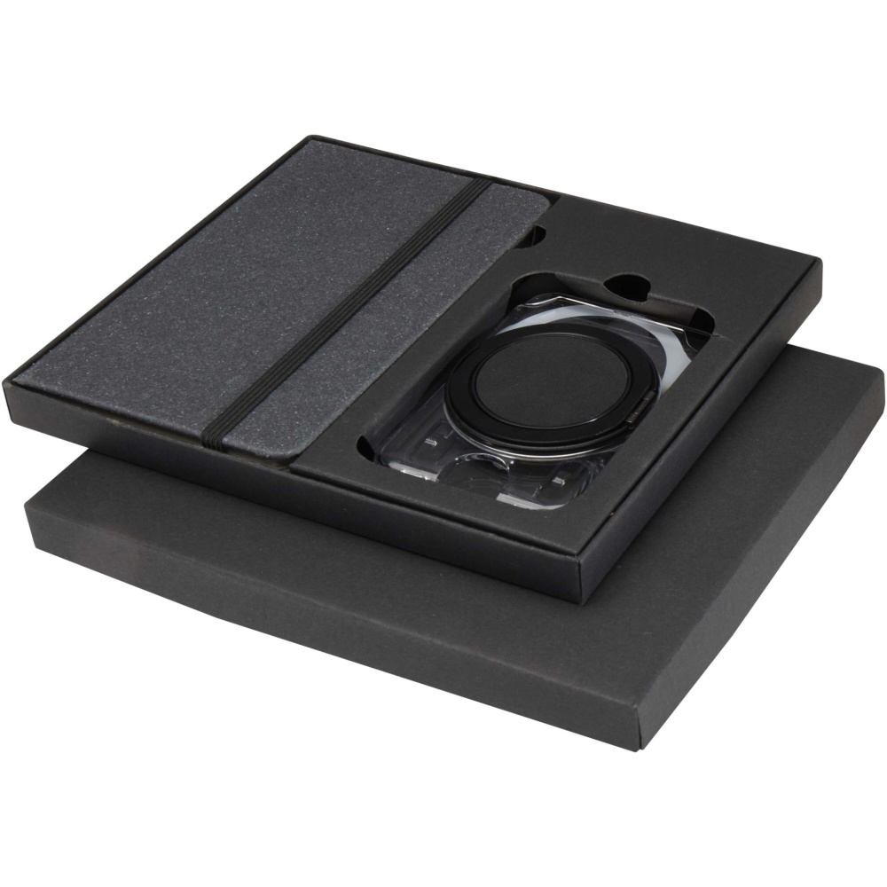 Logo trade corporate gift photo of: Kern A6 hard cover notebook and MagSafe wallet gift set