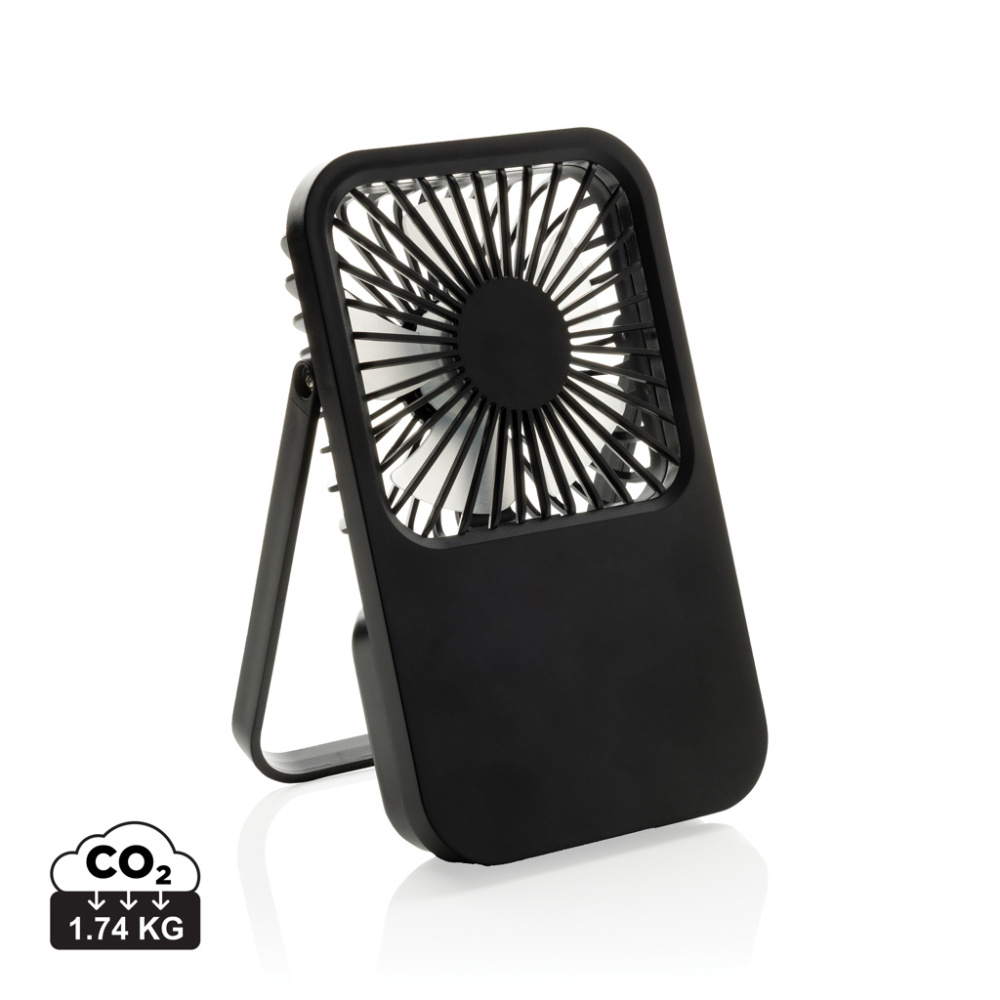 Logo trade promotional gifts image of: Aervina RCS recycled plastic re-chargeable desk fan