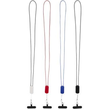 Logo trade promotional merchandise photo of: Anser recycled plastic smartphone lanyard with 27W 5-in-1 built-in cable