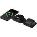 Armus 3-in-1 15W recycled plastic foldable wireless charger, Black