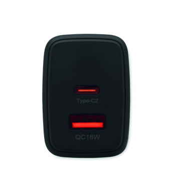 Logo trade advertising products image of: EU 2-pole wall adapter/charger