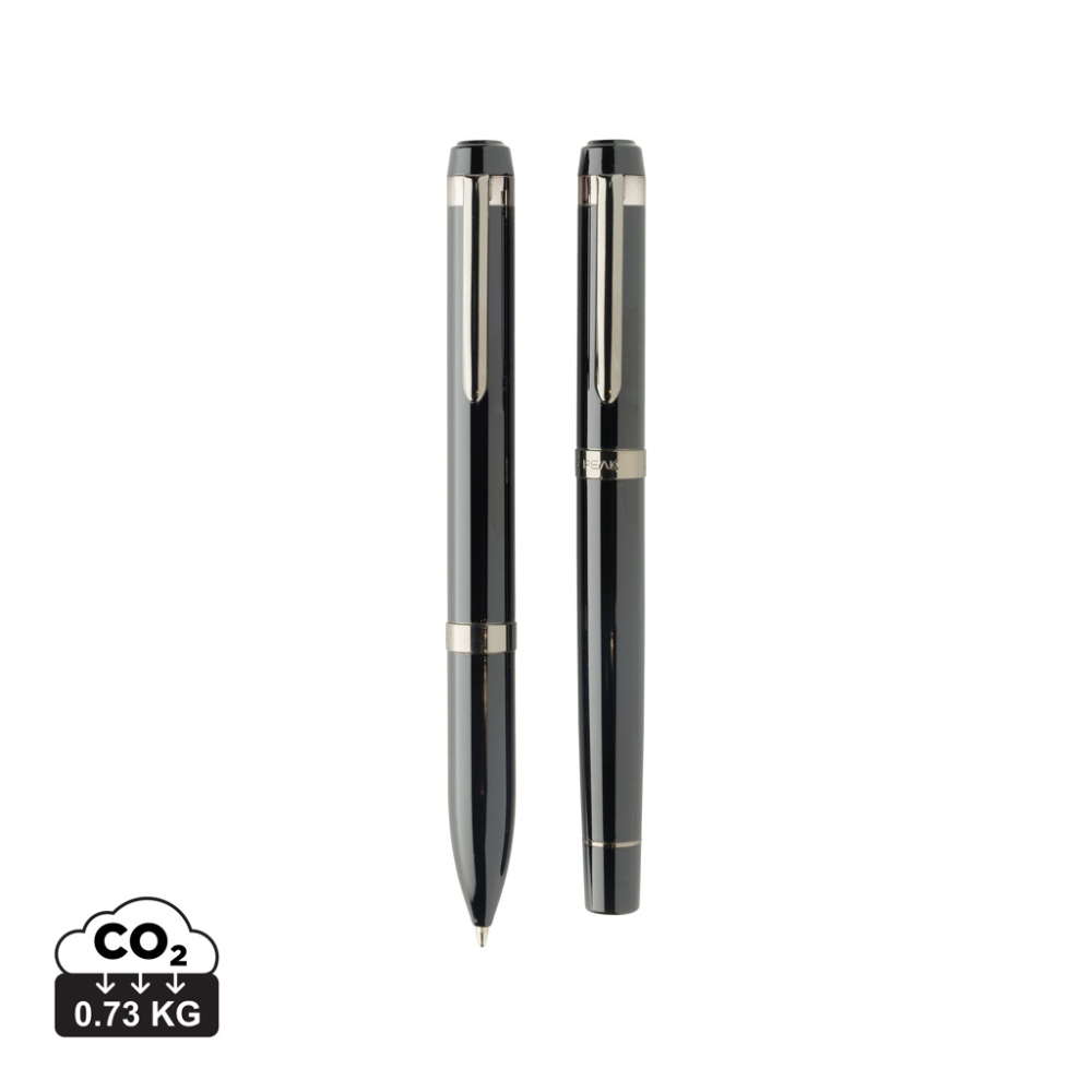 Logotrade promotional product picture of: Swiss peak OSLO recycled stainless steel deluxe pen set