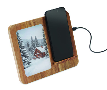 Logo trade promotional merchandise image of: Acacia frame & charger 15W