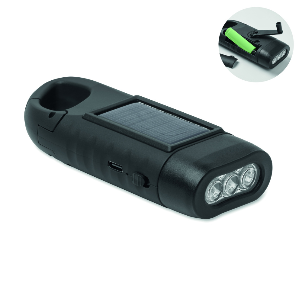 Logotrade promotional giveaway picture of: Solar torch with dynamo crank