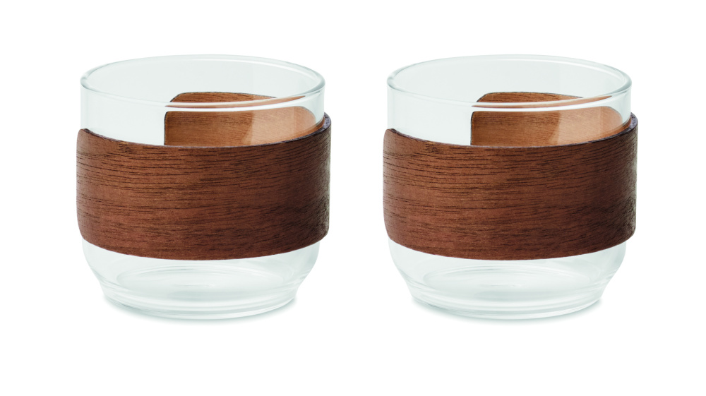 Logotrade advertising product picture of: Coffee glass set walnut grip