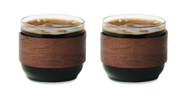 Logotrade promotional product image of: Coffee glass set walnut grip