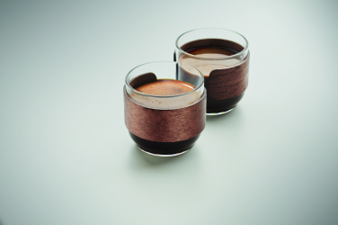Logo trade corporate gift photo of: Coffee glass set walnut grip
