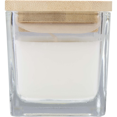 Logotrade promotional merchandise picture of: Ambra square glass candle with bamboo lid
