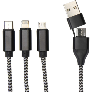 Logotrade corporate gift image of: Alphecca recycled aluminium and RPET 5-in-1 charging cable 
