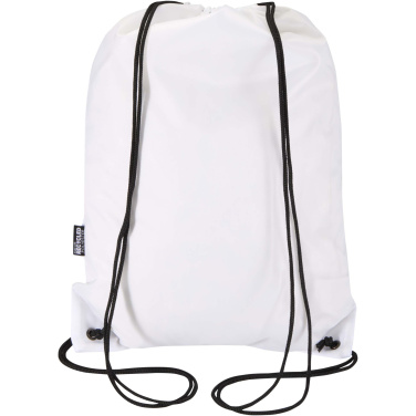 Logo trade promotional merchandise picture of: Oriole RPET drawstring bag with zipped front pocket 5L