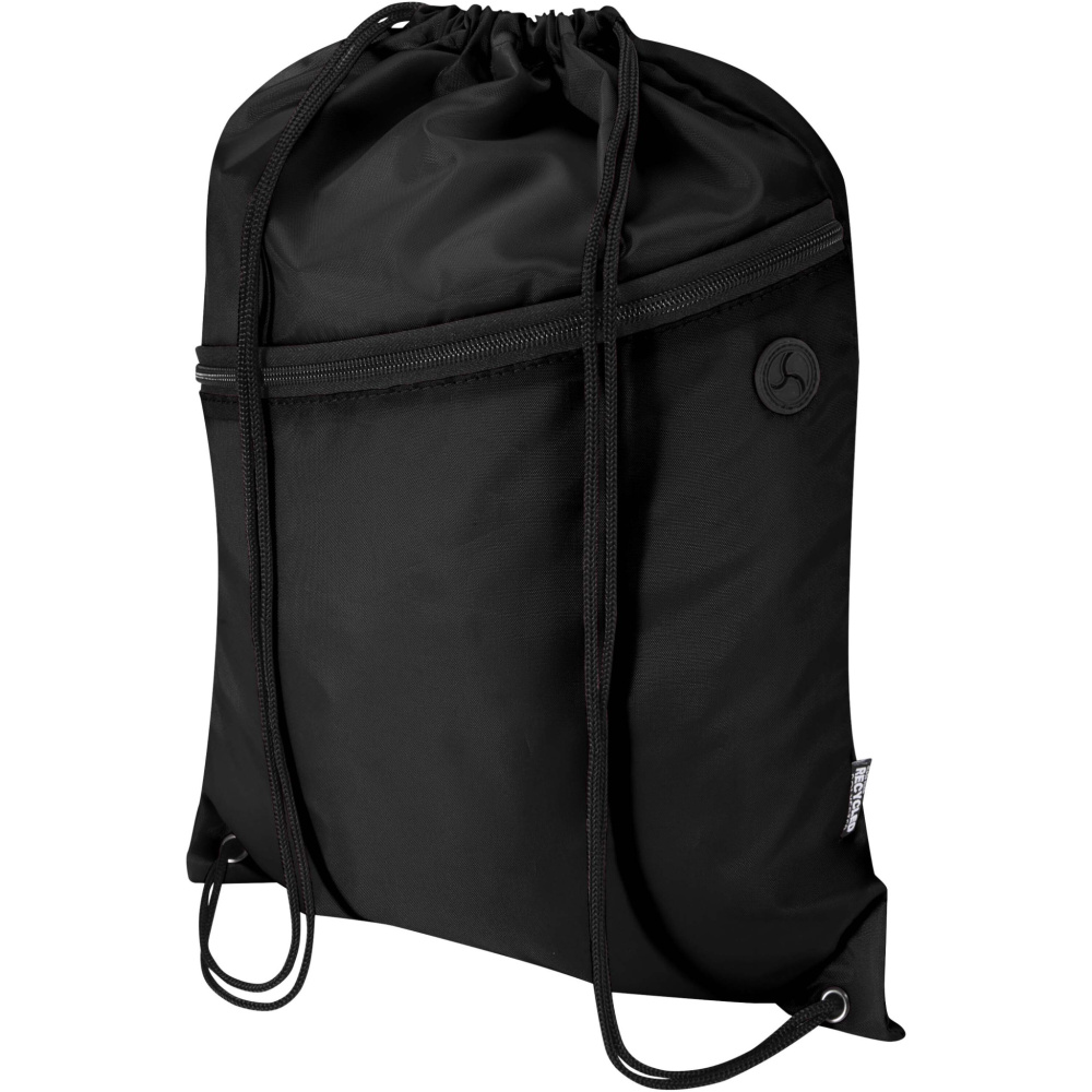 Oriole RPET drawstring bag with zipped front pocket 5L, Black, colour variant