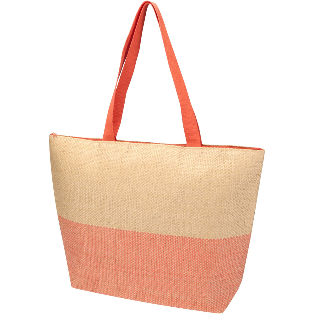 Logo trade promotional gift photo of: Rhythm straw paper large zipped tote bag 21L