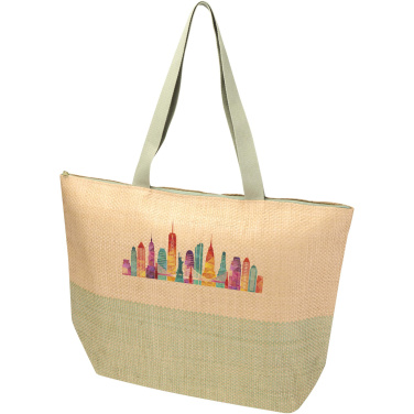 Logo trade promotional merchandise picture of: Rhythm straw paper large zipped tote bag 21L